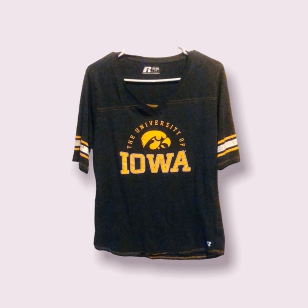 ⚜️Iowa Hawkeye Dark Gray & Yellow Tee Shirt Size 2X (19)